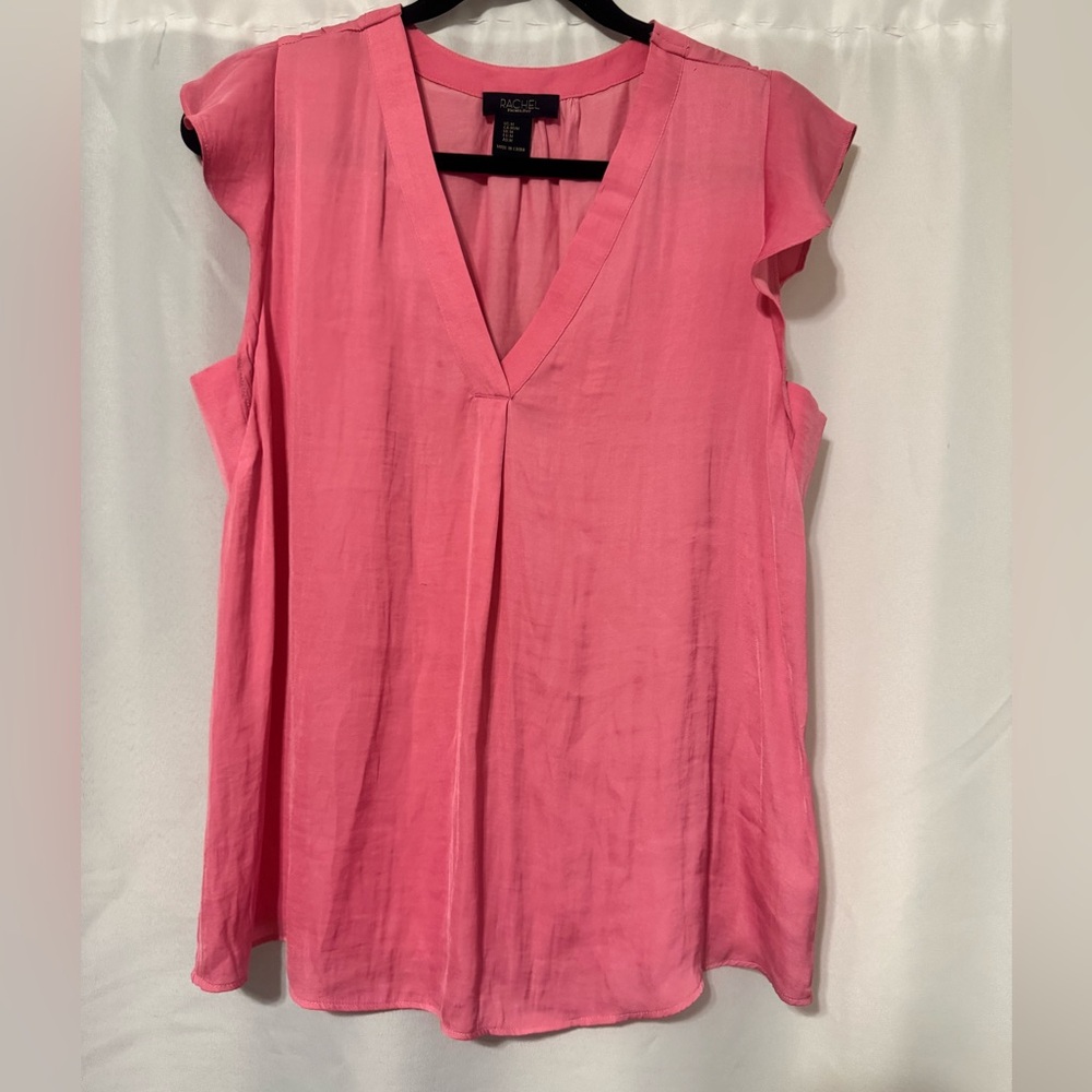 Rachel Bright Pink V-Neck Sleeveless Blouse